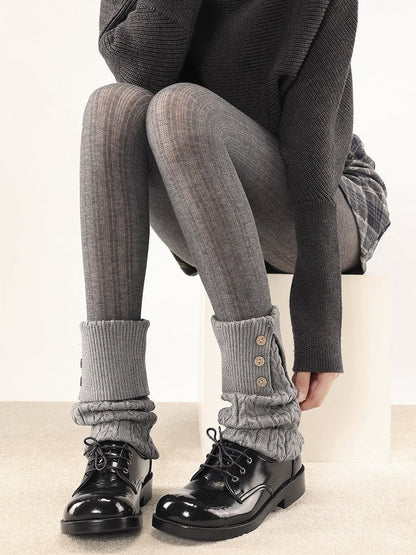 Button Colors Knit with Leg Warmers Decoration Warm 4 Cable