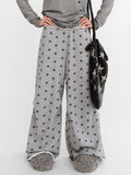 Pants Grey Floor-Length Print Star - Wide-leg