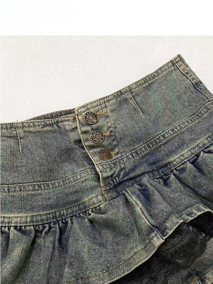 スカートトリム ビタースイート レース デニム ブルー ティアード