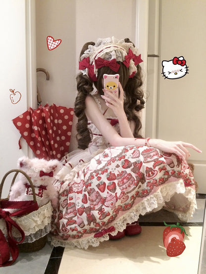 ベージュのリボンで飾られた赤いヘアバンド