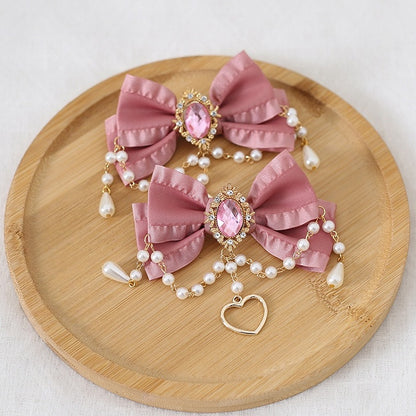 And 10 A Gorgeous Bowknot Pair Heart Of Chain Bead Charm Brooch Colors