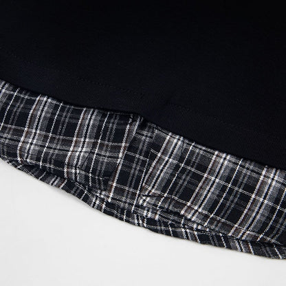 Black Plaid Two-Piece Short Sleeve Top - Languid Park