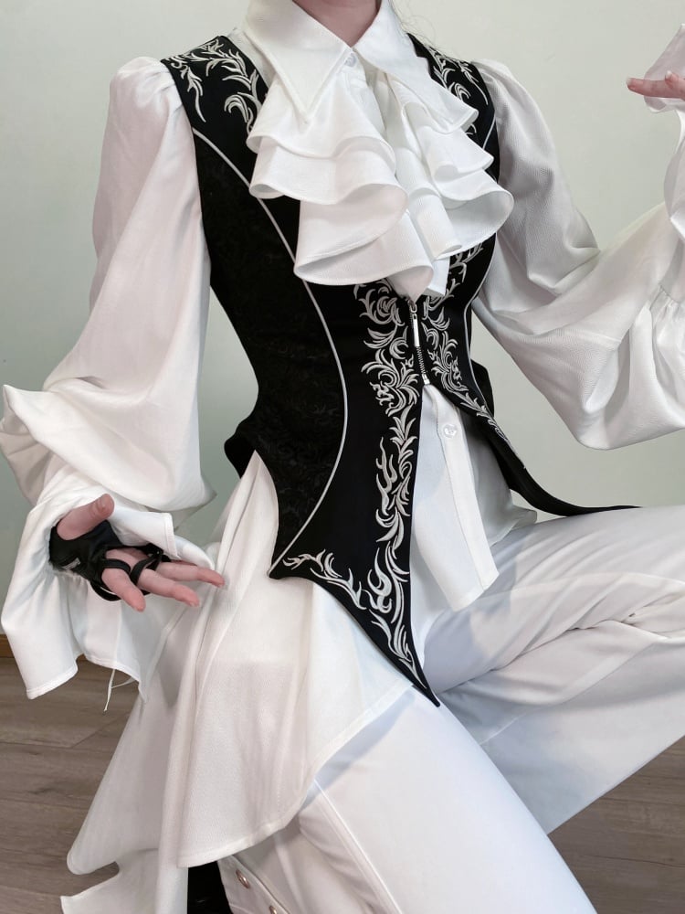 ブラック王子ロリータゴージャスディテールウエストコート