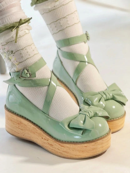 Platform Sweet Lolita Straps with Shoes Crisscross Green
