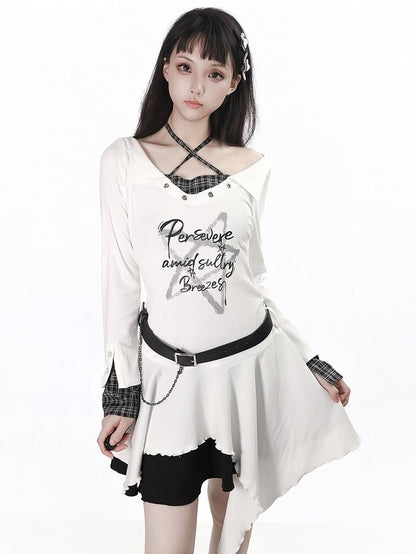 Noir Waist Belt Accented with Hanging Chain Detail - PINK SAVIOR