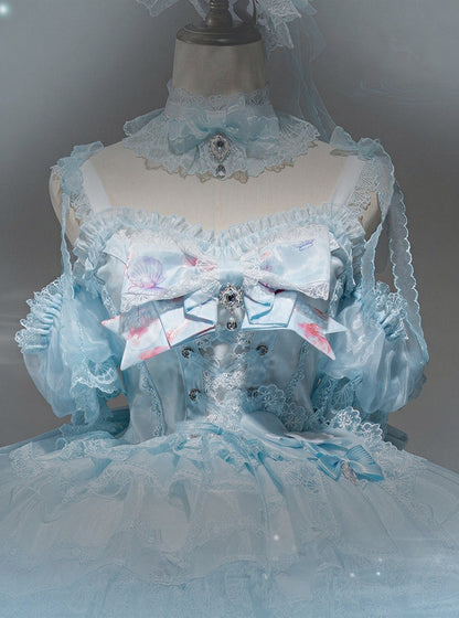 Haut bouffant en dentelle bleue détachable - Mewroco