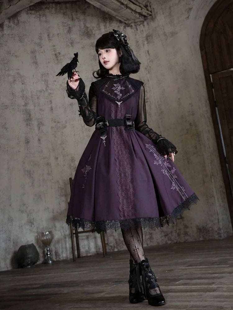 Black Ruffle Cuff Lace Long-Sleeve Shirt - iris de nuit