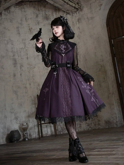 Black Ruffle Cuff Lace Long-Sleeve Shirt - iris de nuit