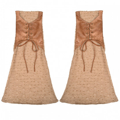 パンク レッグウォーマー レースアップ ウェイストランド ブラウン ディテール