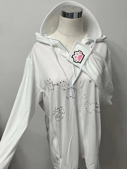 Sonnendruck Weiße Jacke Kei mit Kapuze Katze Jirai Schutz