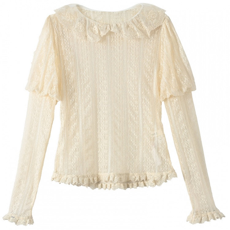 Beiges Oberteil mit Rüschenbesatz