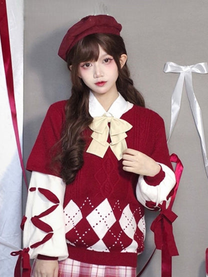 Bow Red/Yellow Knot Butterfly with Tie