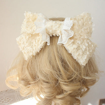 Bowknot Options Hairclip 5 Color Lace Design Trim Petal