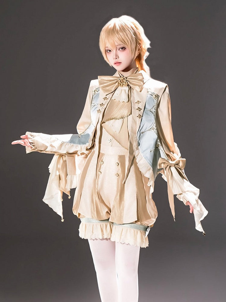 Champagne Bow Ruffled Detachable Collar with Angel Wings - Unknown Star