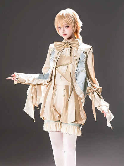 Champagne Bow Ruffled Detachable Collar with Angel Wings - Unknown Star