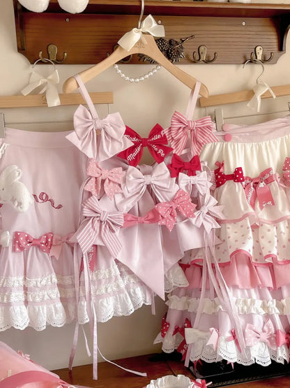 Back Lolita at Bow Top Decorated Cami Sweet Big Pink Bowknots