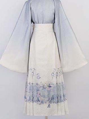 Floral Print White Purple Skirt Lolita Horse-face