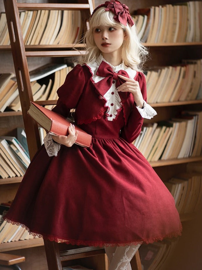 Gothic Zweiteiler mit Kunstband und Lolita-Kleid