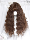 With Long Bangs 60cm Curly Brown Wigs
