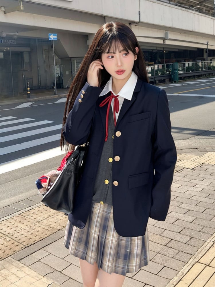 Staubig lila karierter Preppy-Stil 42CM/45CM/48CM/56CM JK Uniform Faltenrock