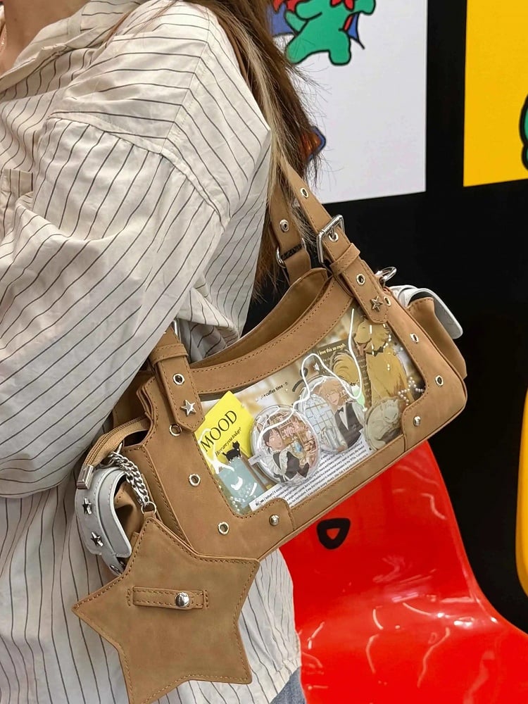 Star Brown Y2K Charm PU Tasche mit leichter Schulter Ita
