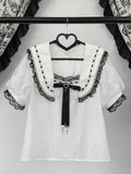 White Landmine Sailor Blouse with Choker Set - Virtual Paradise