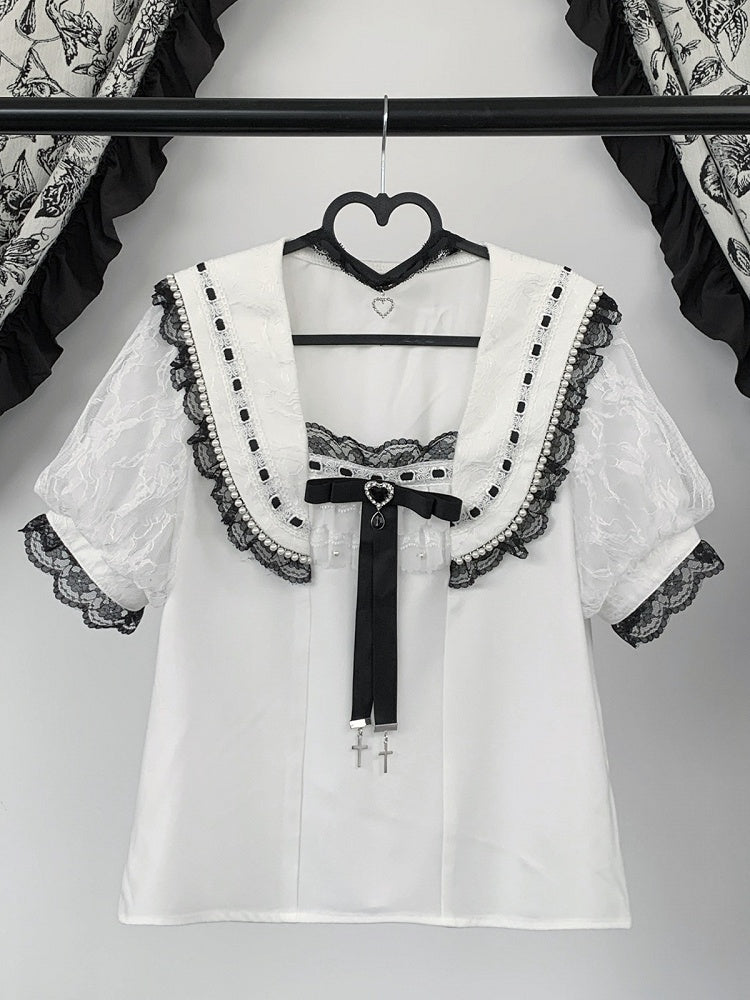 White Landmine Sailor Blouse with Choker Set - Virtual Paradise