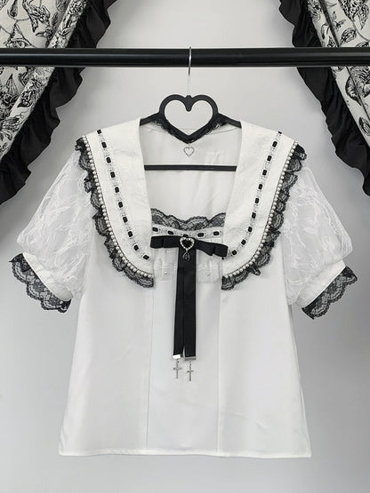 White Landmine Sailor Blouse with Choker Set - Virtual Paradise