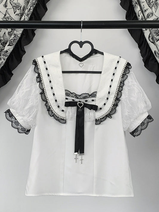 White Landmine Sailor Blouse with Choker Set - Virtual Paradise