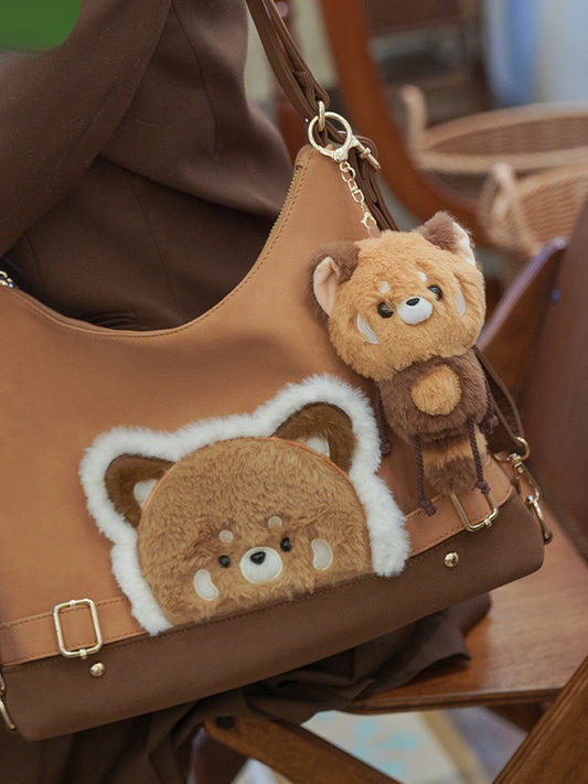 Brauner süßer roter Panda Plüsch-Schlüsselanhänger