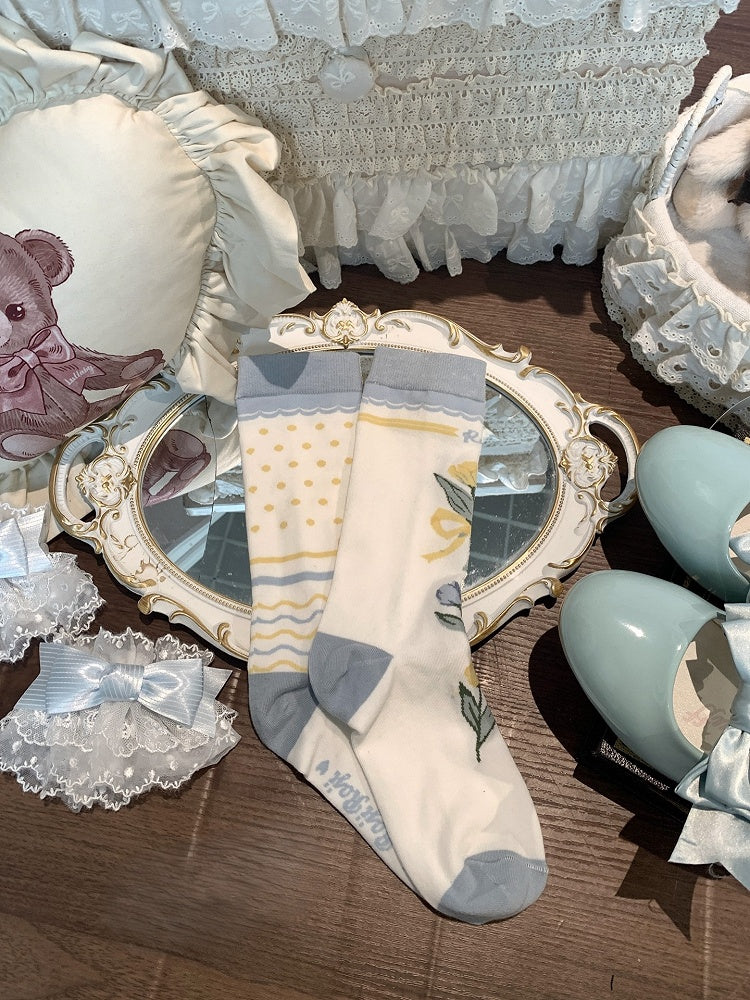 5 Socks Pattern Calf Bow And Options Tulip