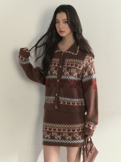 Kawaii Sweater Style Knit Pattern with Retro Dog