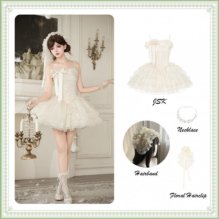 Creamy Boned Corset JSK Dress Set - With PUJI