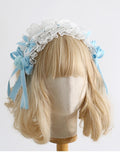 Trim Floral Details Design Bowknot Sweet WhiteBlue Lolita KC Spitze