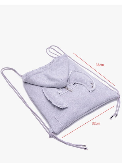 In Devilish Style Gray Backpack Kawaii Charm Drawstring