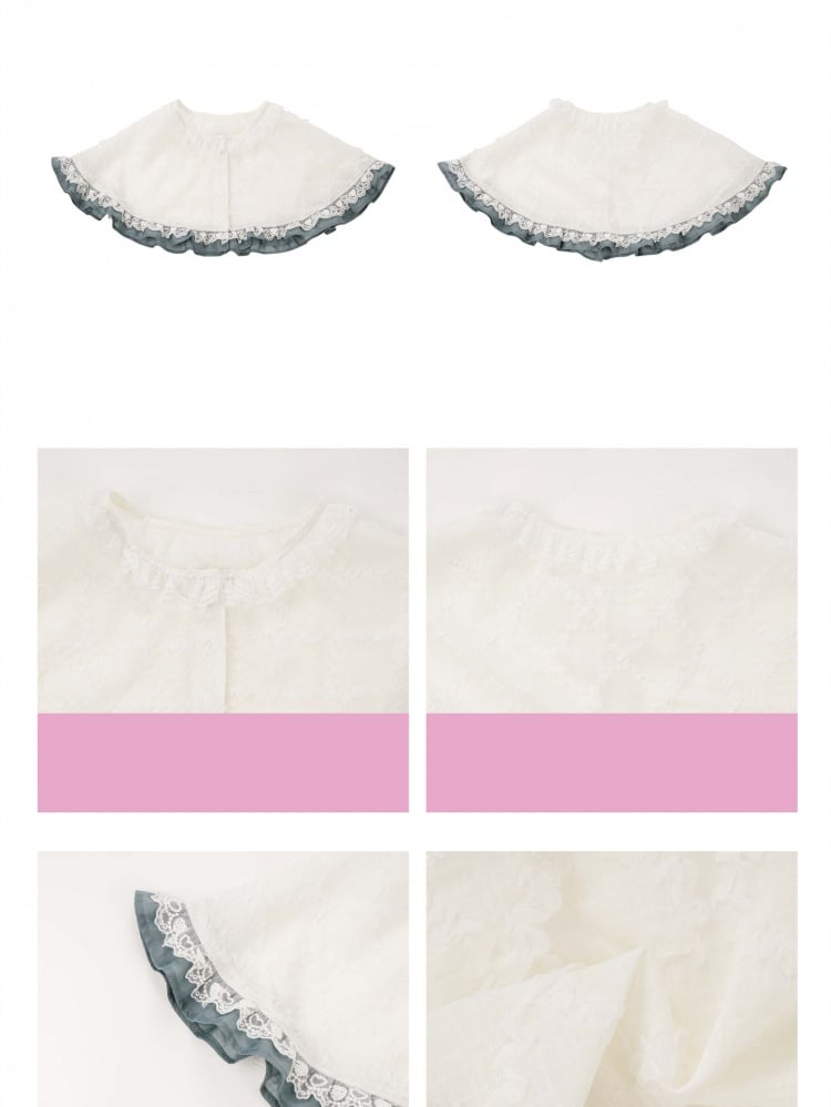 ホワイトチェック柄レーストリムケープ