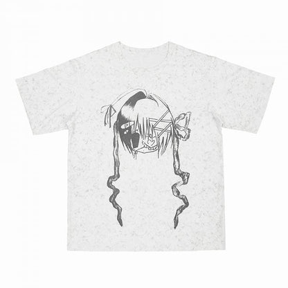 ライトグレーのオーバーサイズY2K Tシャツ