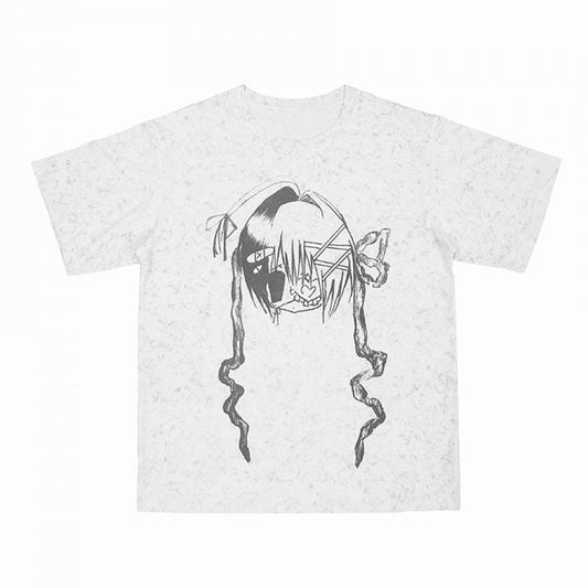 ライトグレーのオーバーサイズY2K Tシャツ