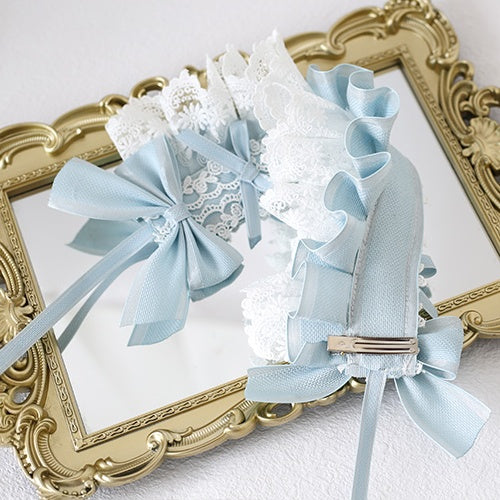 Bowknot Haarband Lolita Spitze Leichte Motorhaube Stil Süß Blau