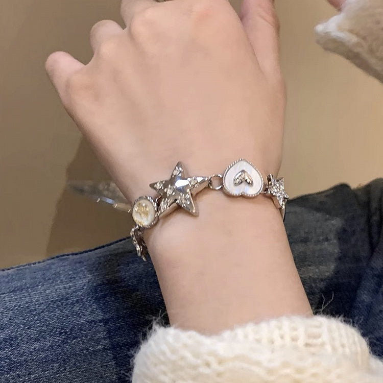 Silver Starand Floral Bracelet