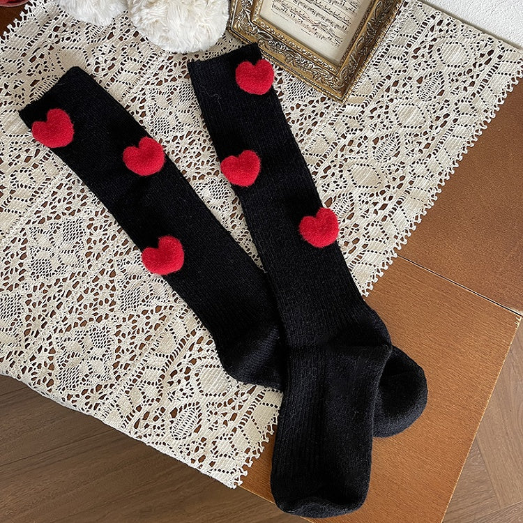 Colors Plush Socks Heart Calf 5 Decorated