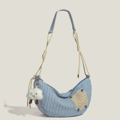 Stripe Blue Bag Decorated Crossbody