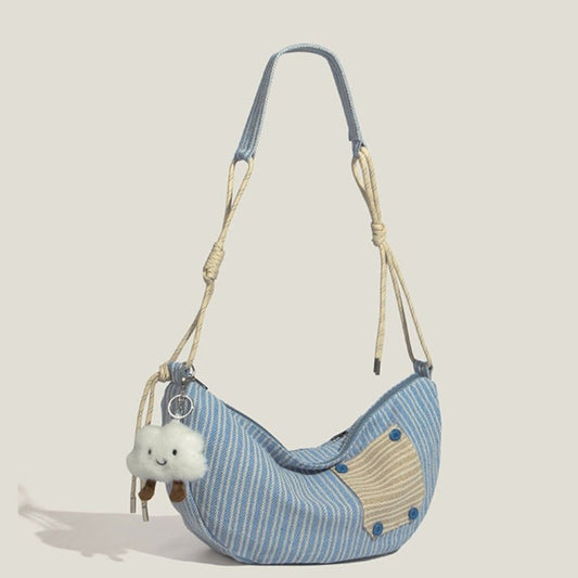 Stripe Blue Bag Decorated Crossbody