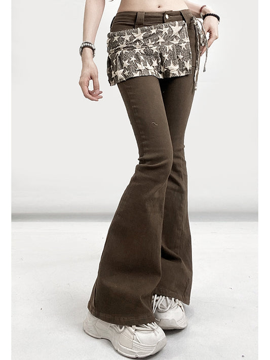 Star Flare mit Millard Fashion Print Braune Silhouette Jeans