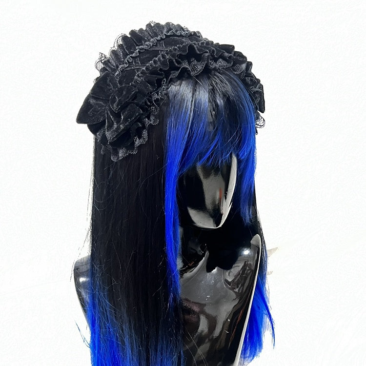 Spitzenrüschen-Stirnband Gothic Bowknot Schwarz/Lila und mit Lolita