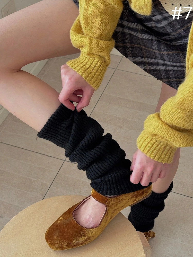 Guêtres côtelées chaudes en maille, 12 couleurs