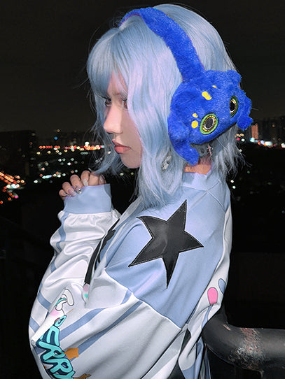 Sapphire Blue Gothic Octopus Plush Earmuffs