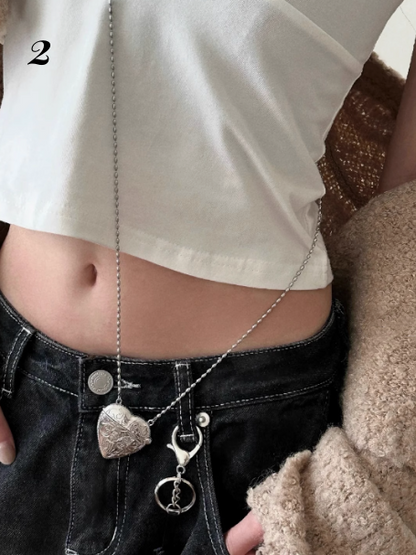 Wasteland Punk Y2K Herz Anhänger Halskette