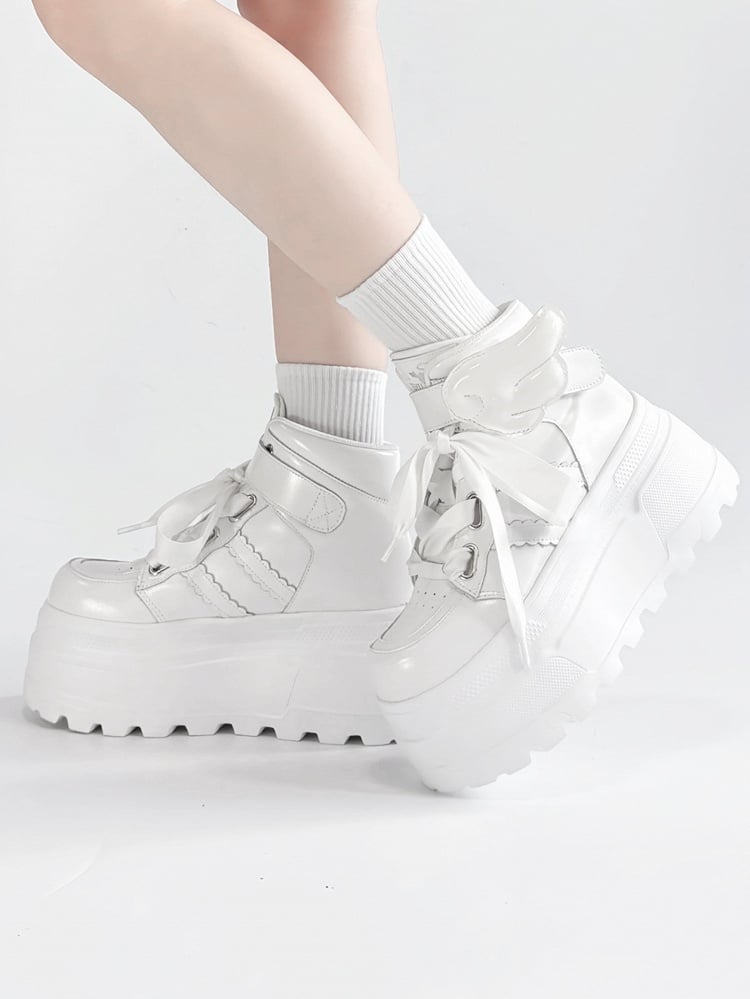 Shoes Accents Wings Gothic Platform Detachable White