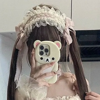 Blue/Pink Hairband Lolita Lace Bow